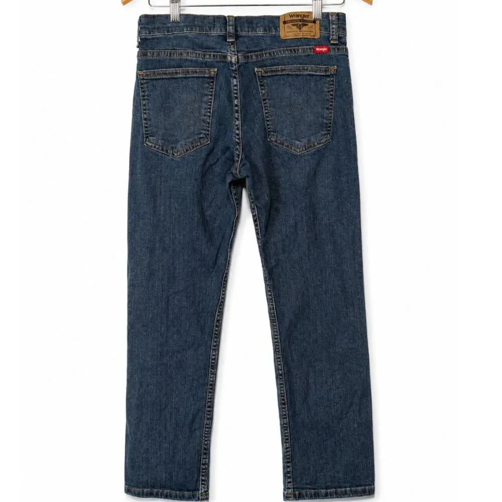 Wrangler Boys Classic Straight Jeans Size 14 Regular Medium Wash Stretch Denim